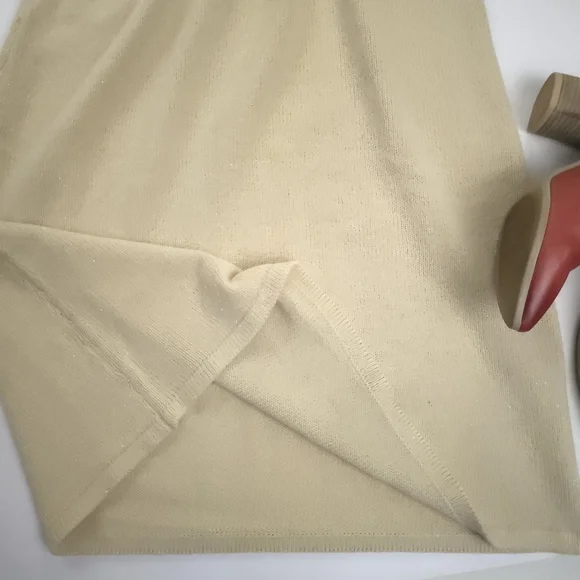 Sara Morgan Elegant Cream Knit Sweater Dress Sz Mp - Picture 6 of 9